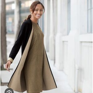 J. Jill Ponte Dress XS Black & Tan Gingham Sleeveless Career Casual jjill‎